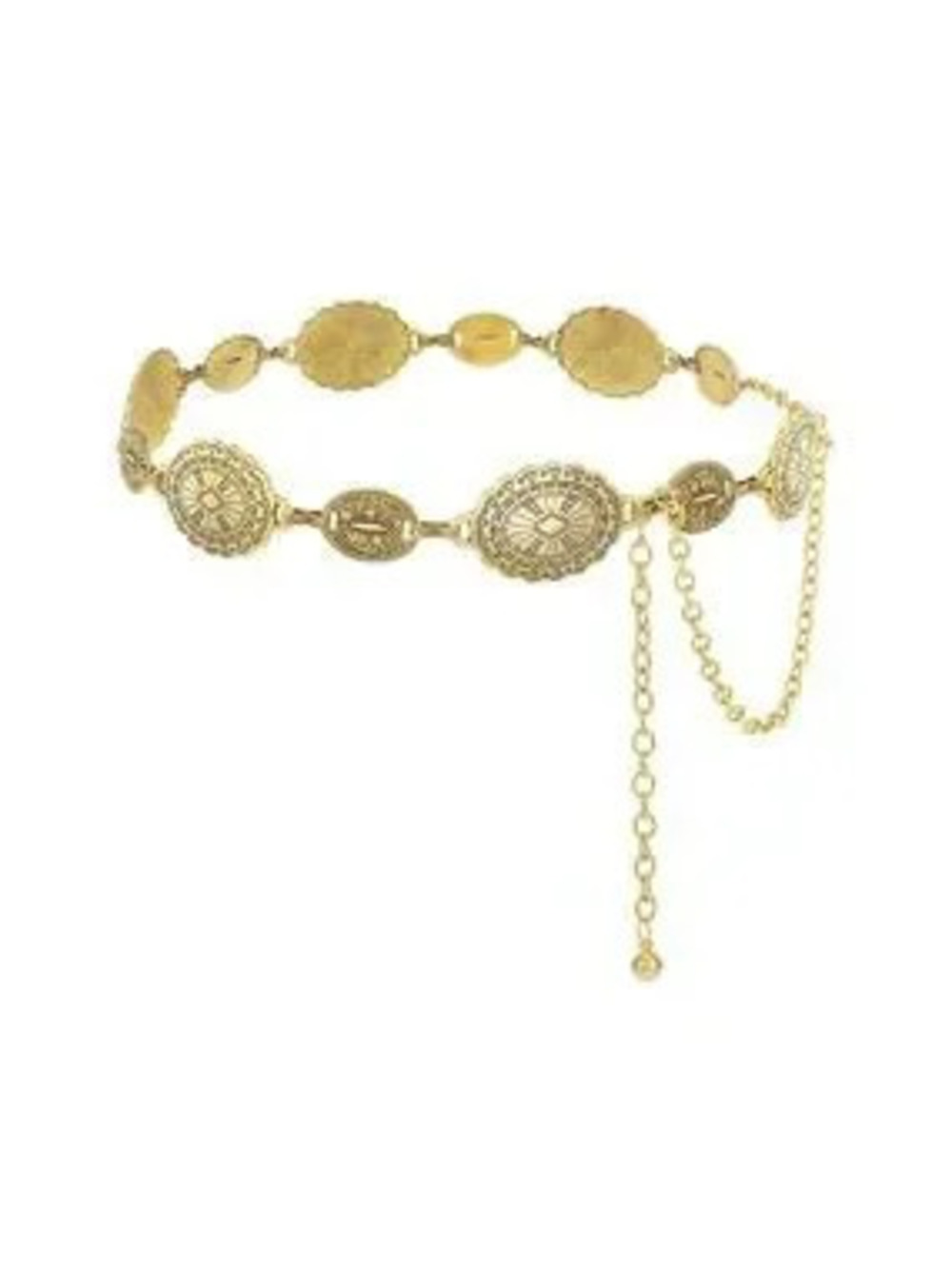 Vintage Style Golden Oval Medallion Chain Belt